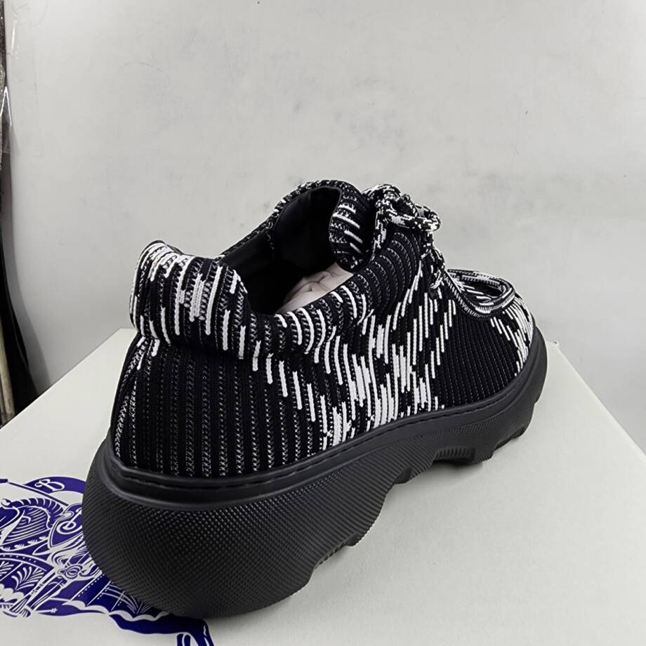 Burberry Check Woven Creeper Shoes Men's 42 Black Ip Check Lace up Closure
