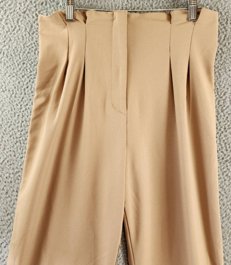 AQUA Pleated-Waist Wide-Leg Pants Women's M Coco Elastic Waist Zipper Closure~