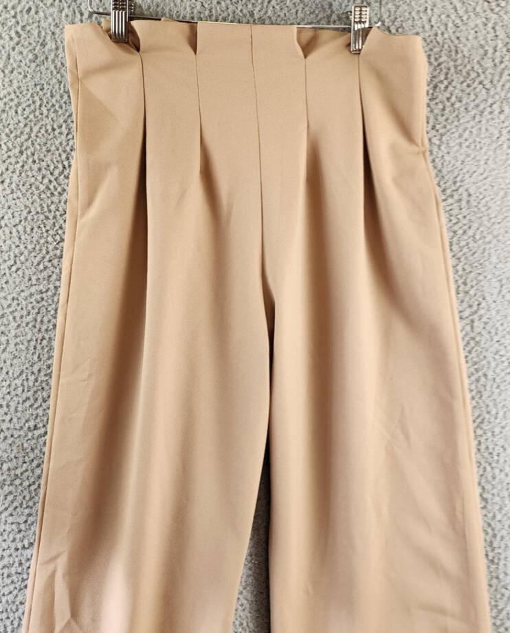 AQUA Pleated-Waist Wide-Leg Pants Women's M Coco Elastic Waist Zipper Closure~