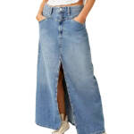 Free People We The Free Come As You Are Denim Maxi Skirt Women's 0 Medium Indigo