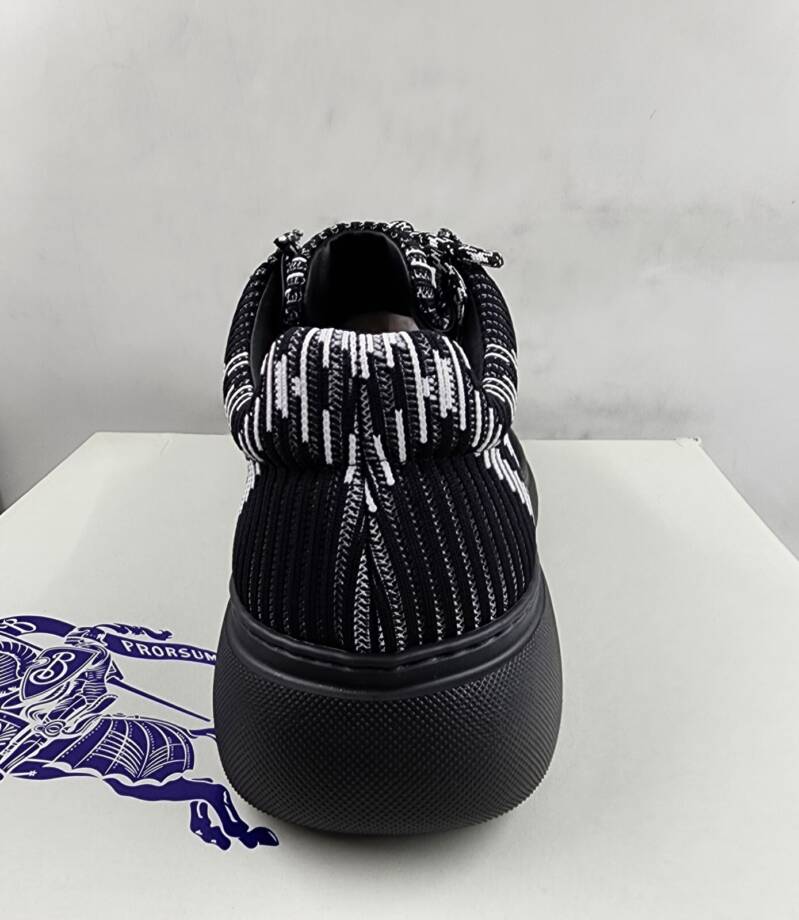 Burberry Check Woven Creeper Shoes Men's 42 Black Ip Check Lace up Closure