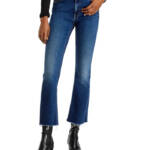 MOTHER The Outsider High Rise Ankle Fray Flare Jeans Women's 32 Uncharted Button