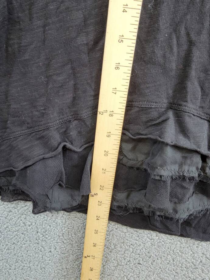 Wilt Boxy Mixed Media Hem Tee Women's XS Black Round Neck Short Sleeve Pullover