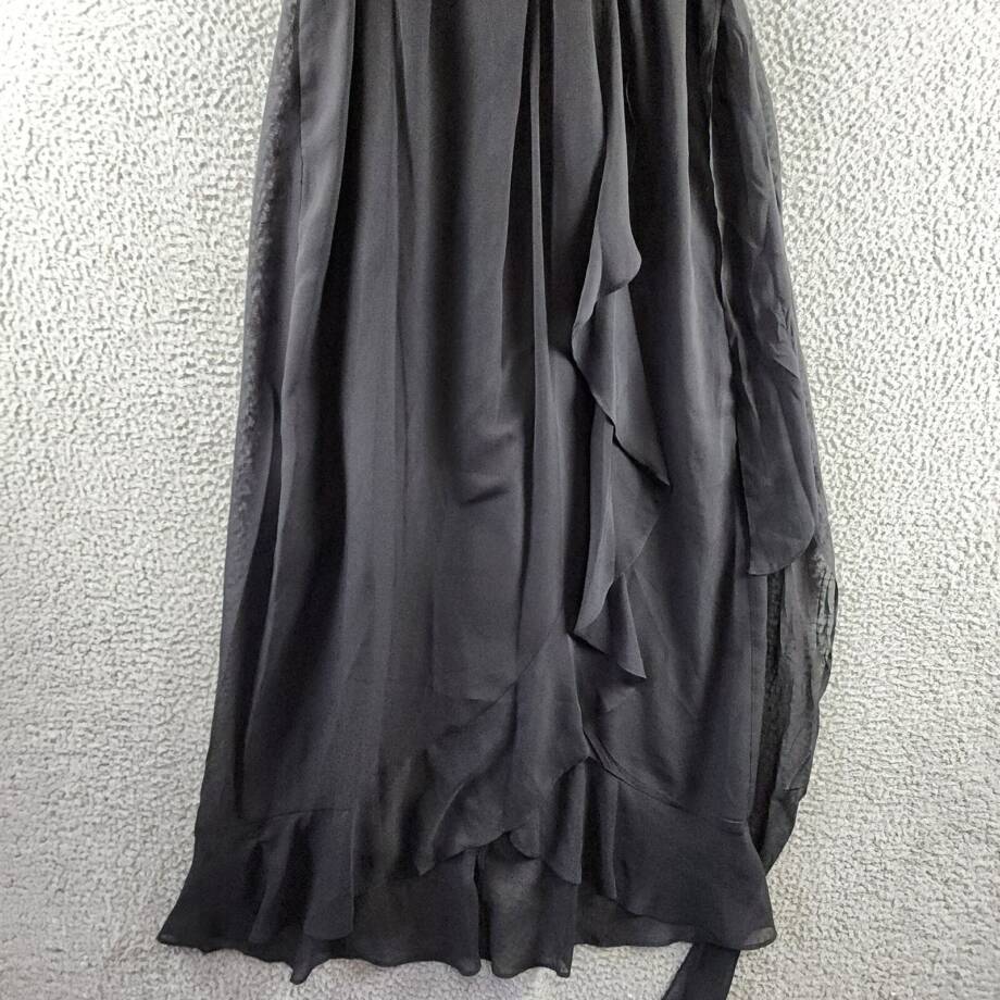 SLNY Fashions Ruffled Wrap Dress Women's 8 Black Surplice V-Neck Tie Waist S/S