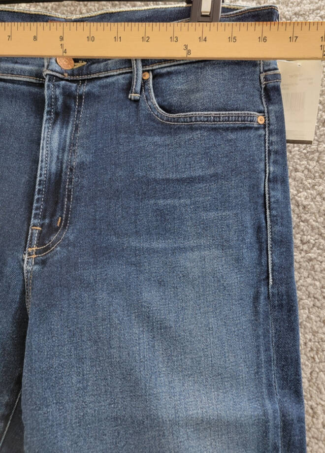 MOTHER The Outsider High Rise Ankle Fray Flare Jeans Women's 32 Uncharted Button