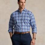 Polo Ralph Lauren Big & Tall Plaid Stretch Poplin Shirt Men's 3XB Blue Multi