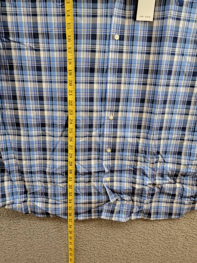 Polo Ralph Lauren Big & Tall Plaid Stretch Poplin Shirt Men's 3XB Blue Multi