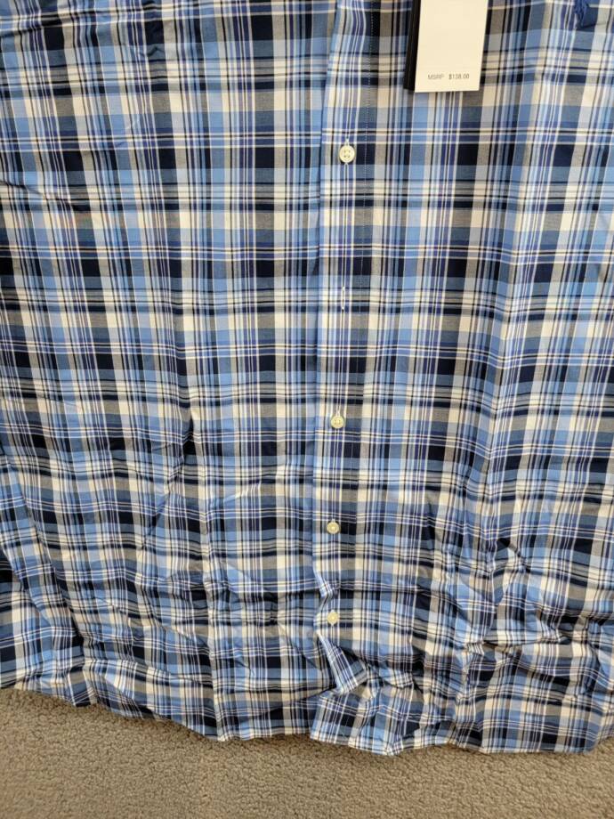 Polo Ralph Lauren Big & Tall Plaid Stretch Poplin Shirt Men's 3XB Blue Multi