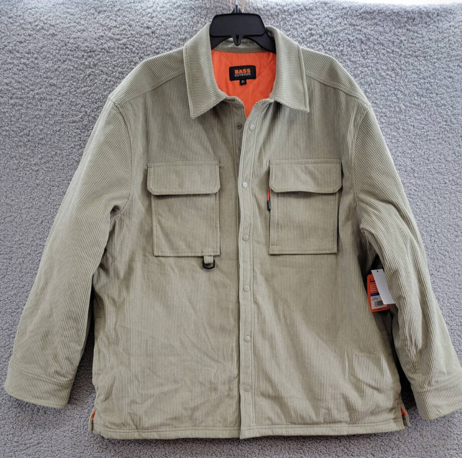 BASS OUTDOOR Relaxed Fit Corduroy Shirt Jacket Mens XL Overland Trek Long Sleeve