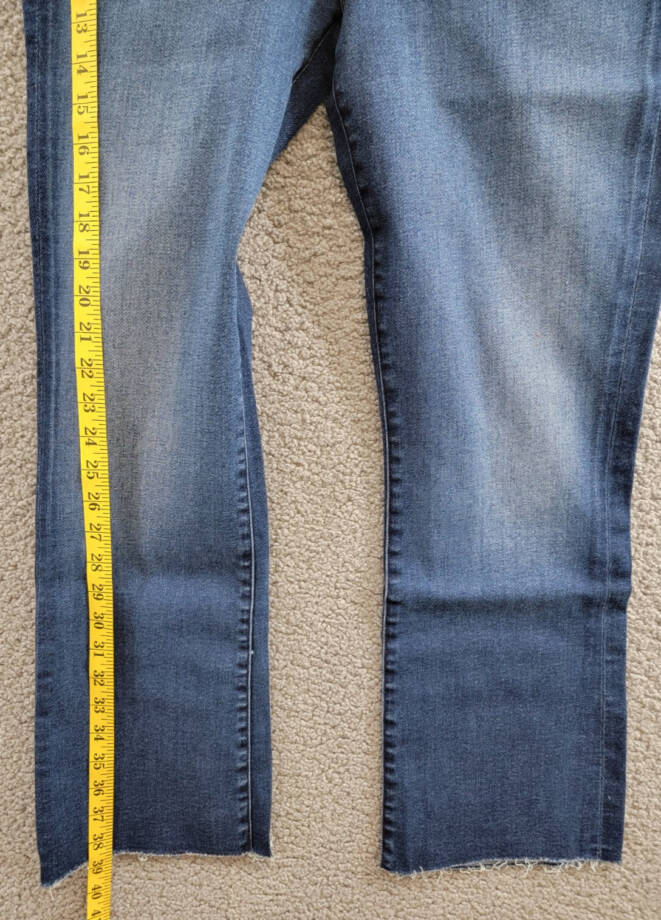 MOTHER The Outsider High Rise Ankle Fray Flare Jeans Women's 32 Uncharted Button