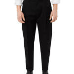 Frank And Oak Relaxed-Fit Pleated Tapered Chinos Men's 34 Black Button Zipped