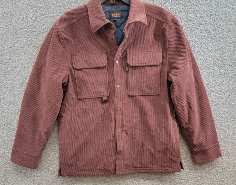 BASS OUTDOOR Relaxed Fit Corduroy Shirt Jacket Men's S Rum Raisin Long Sleeve