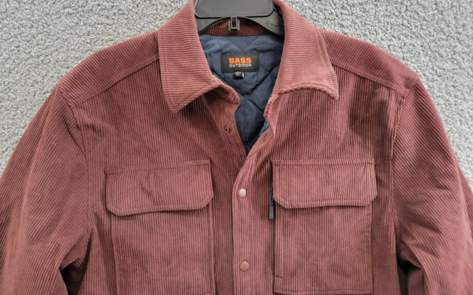 BASS OUTDOOR Relaxed Fit Corduroy Shirt Jacket Men's S Rum Raisin Long Sleeve