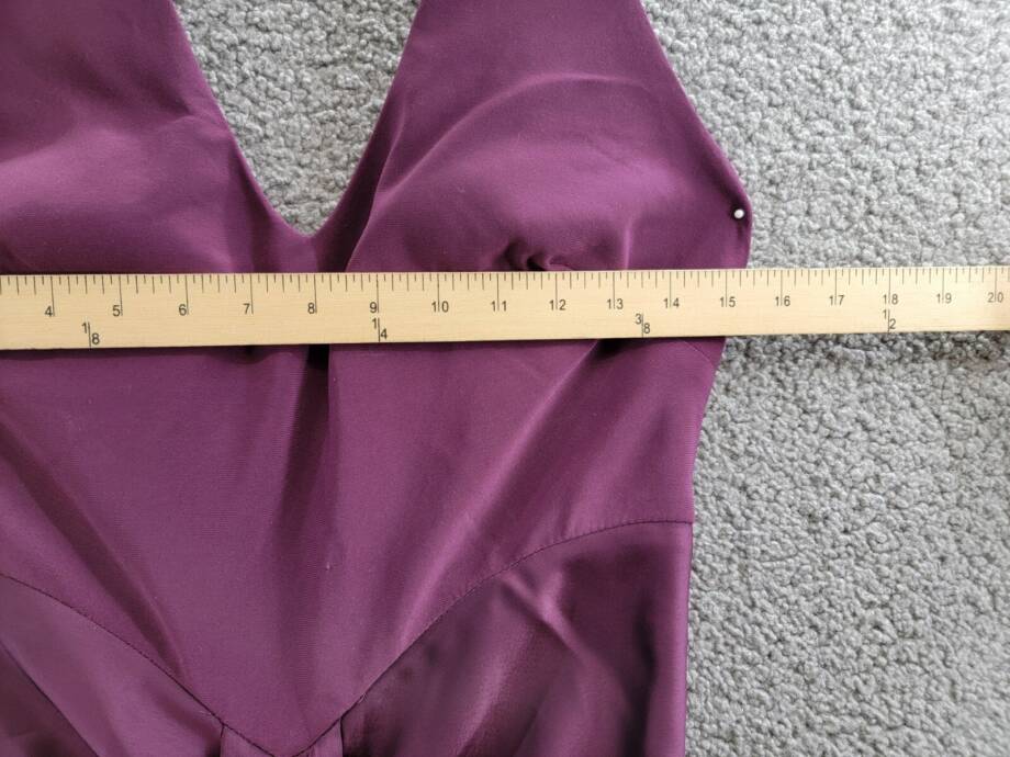 AQUA Halter Mixed Media Gown Women's 10 Purple Drape Front Tie Zip Back Closure
