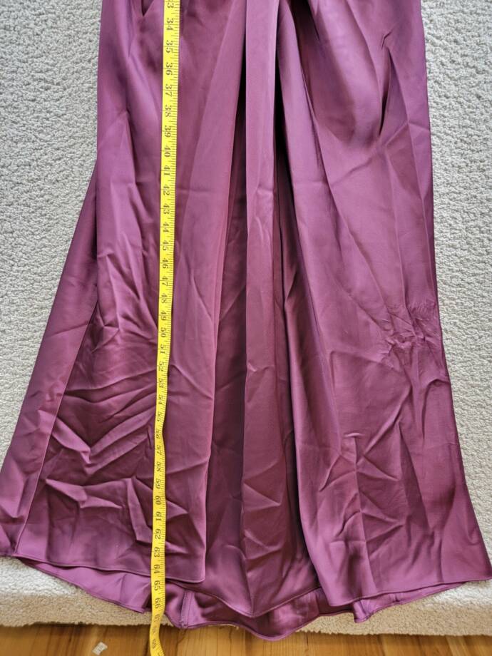 AQUA Halter Mixed Media Gown Women's 10 Purple Drape Front Tie Zip Back Closure