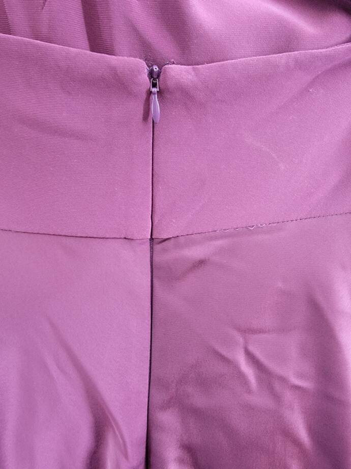 AQUA Halter Mixed Media Gown Women's 10 Purple Drape Front Tie Zip Back Closure