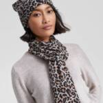Charter Club Cashmere Leopard Muffler Scarf Women's One Size Black Combo