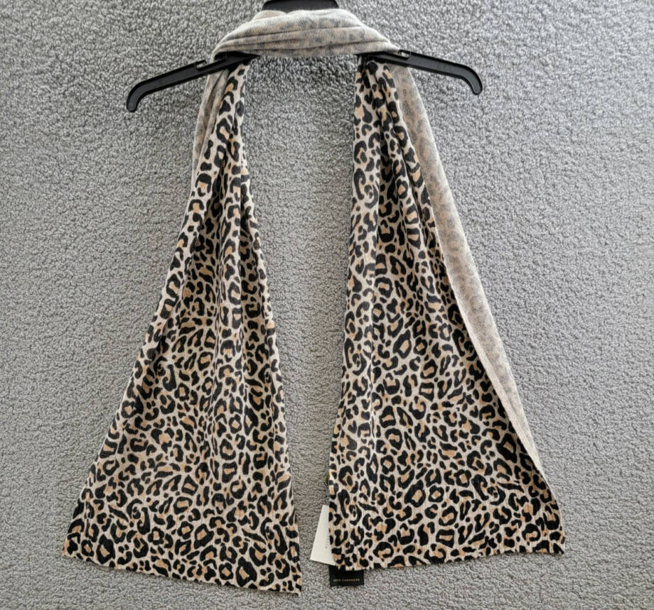Charter Club Cashmere Leopard Muffler Scarf Women's One Size Black Combo