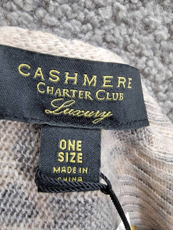 Charter Club Cashmere Leopard Muffler Scarf Women's One Size Black Combo