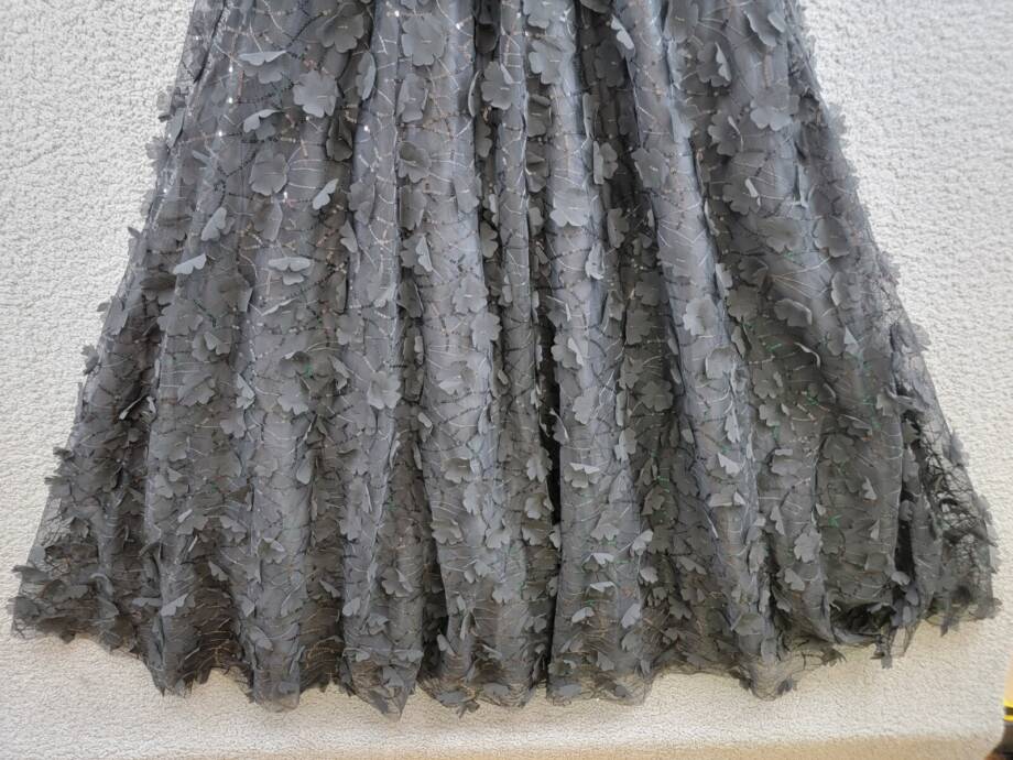 Eliza J 3D Floating Flowers Sequined Mesh Halter Gown Women's 0 Black Adjustable