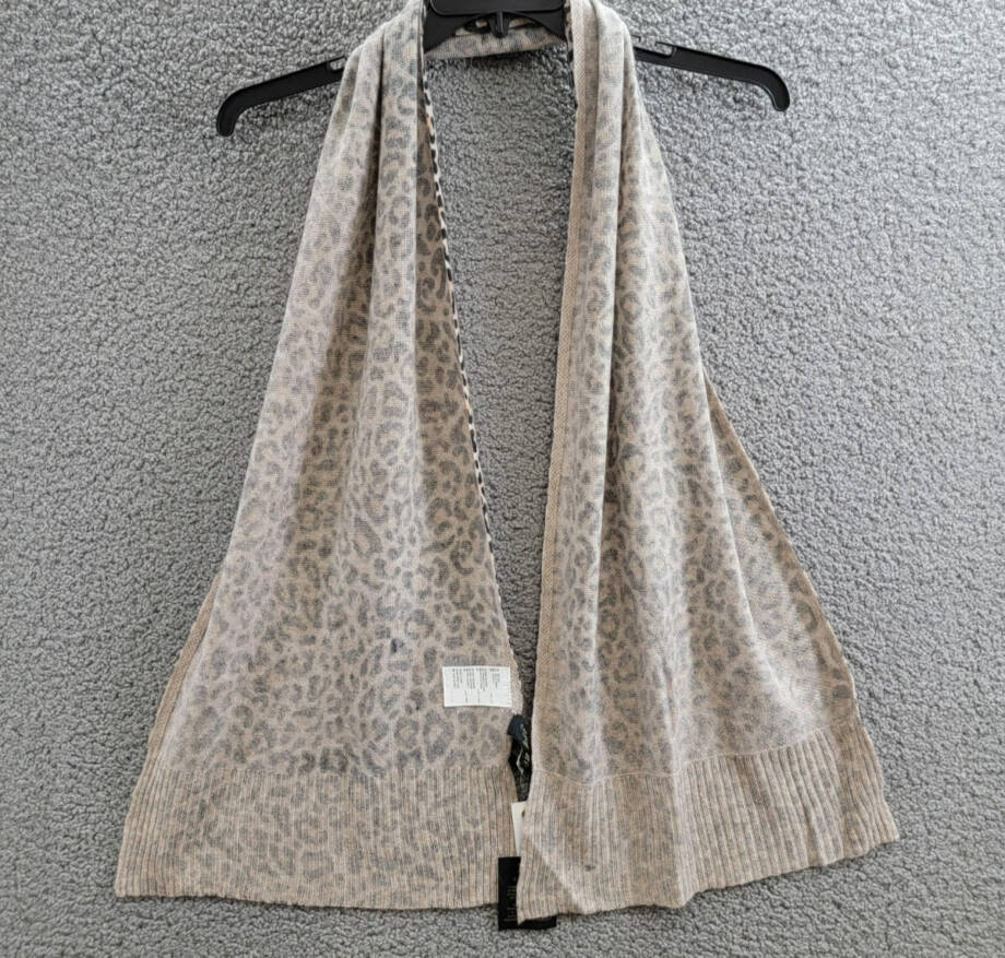Charter Club Cashmere Leopard Muffler Scarf Women's One Size Black Combo
