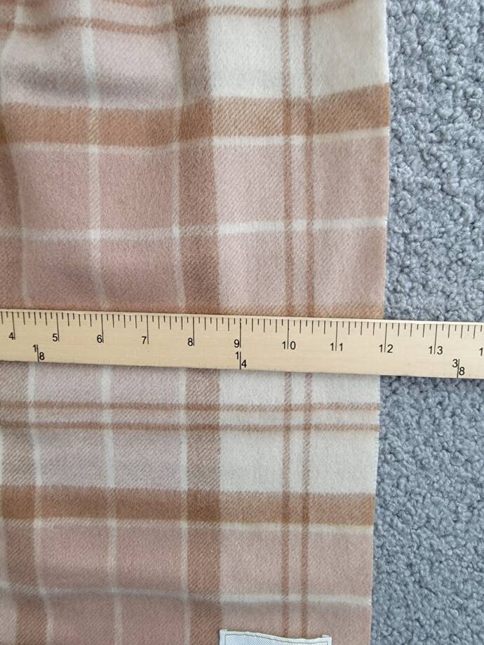 Barbour Aubrey Beanie & Tartan Scarf Set Women's OS Camel Wool Blend Fringe Edge