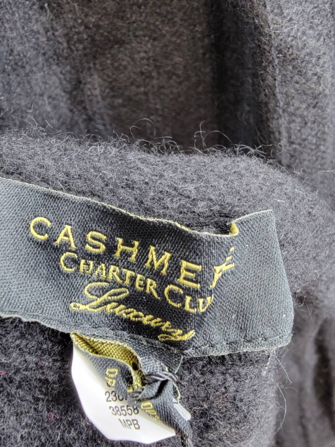 Charter Club Ribbed 100% Cashmere Scarf Women's One Size Classic Black