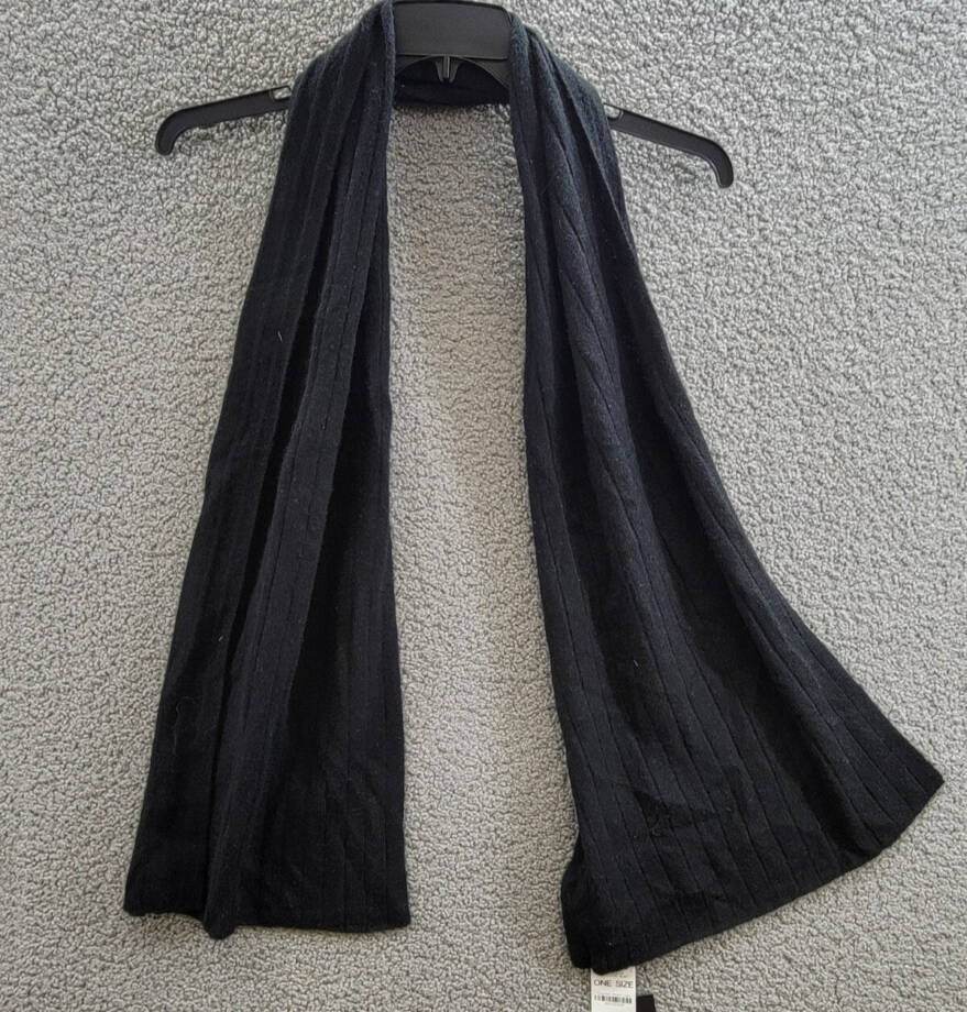 Charter Club Ribbed 100% Cashmere Scarf Women's One Size Classic Black