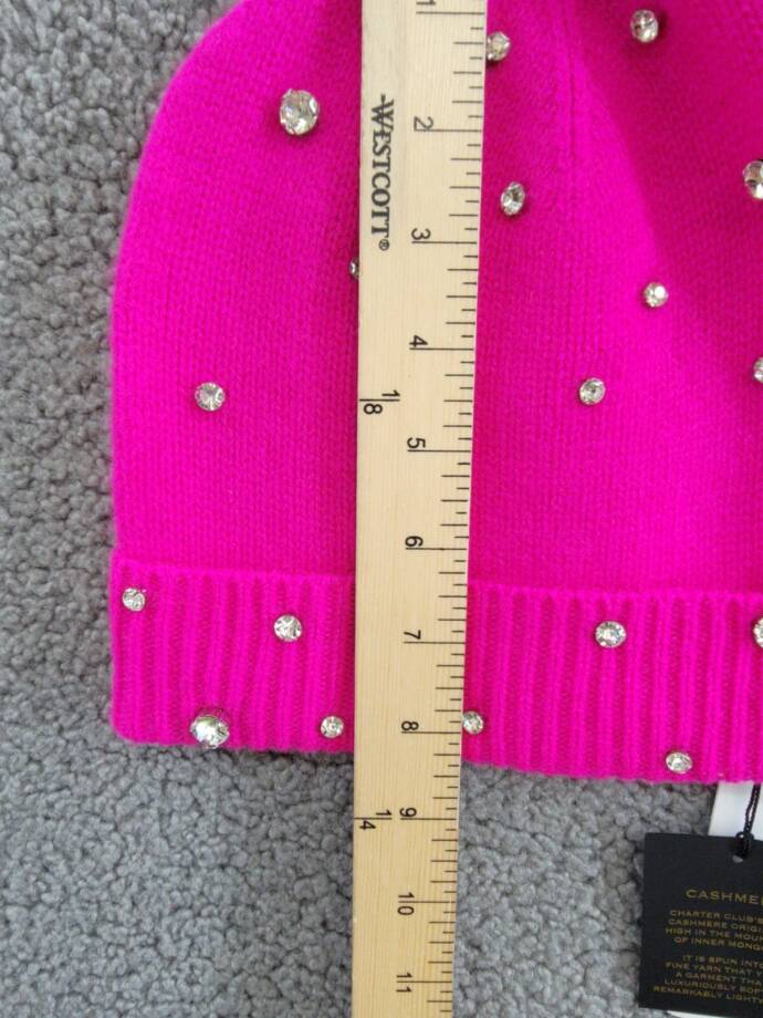 Charter Club Cashmere Embellished Cuffed Beanie Women's One Size Fierce Pink