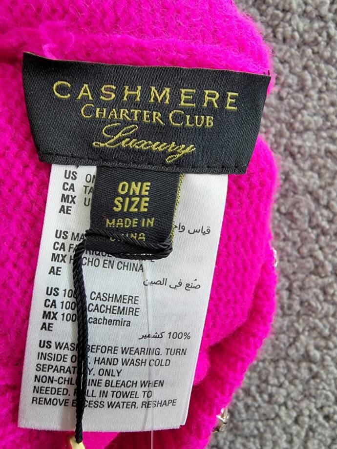Charter Club Cashmere Embellished Cuffed Beanie Women's One Size Fierce Pink