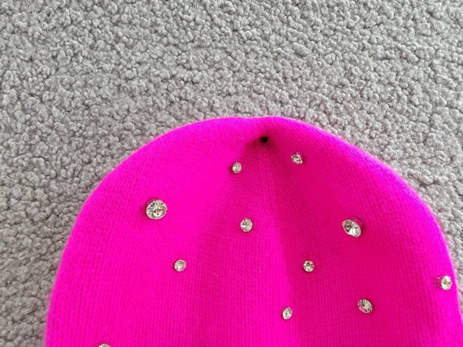 Charter Club Cashmere Embellished Cuffed Beanie Women's One Size Fierce Pink