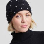 Charter Club Cashmere Embellished Cuffed Beanie Women's One Size Classic Black~