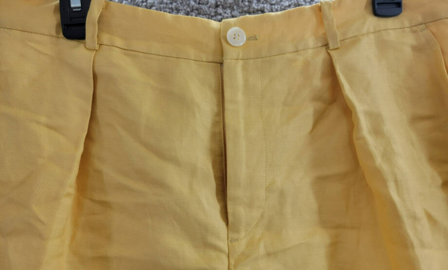 Lauren Ralph Lauren Pleated Linen Blend Shorts Women's 10 Primrose Yellow Solid