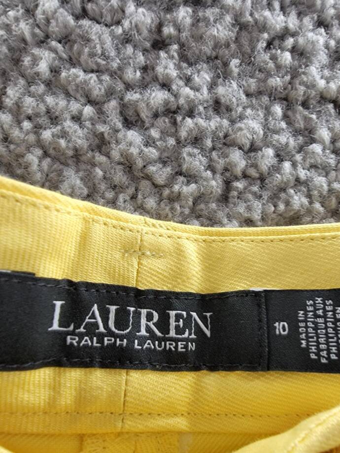 Lauren Ralph Lauren Pleated Linen Blend Shorts Women's 10 Primrose Yellow Solid