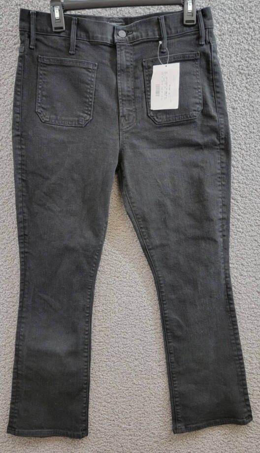 MOTHER The Patch Pocket Insider High Rise Jeans Women's 33 Pitch Button Closure~