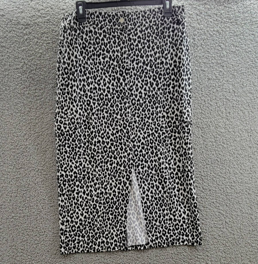 MICHAEL Michael Kors Animal-Print Utility Slit-Front Skirt Women's L Aluminum