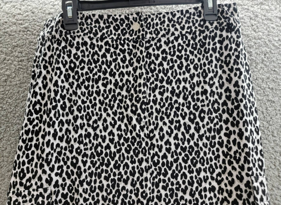 MICHAEL Michael Kors Animal-Print Utility Slit-Front Skirt Women's L Aluminum