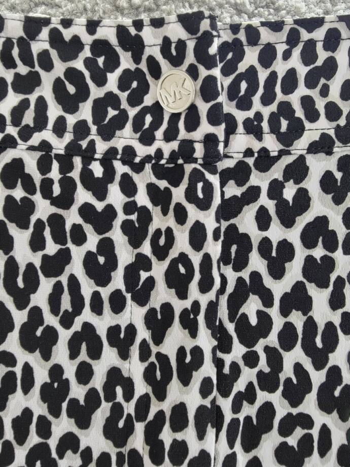 MICHAEL Michael Kors Animal-Print Utility Slit-Front Skirt Women's L Aluminum