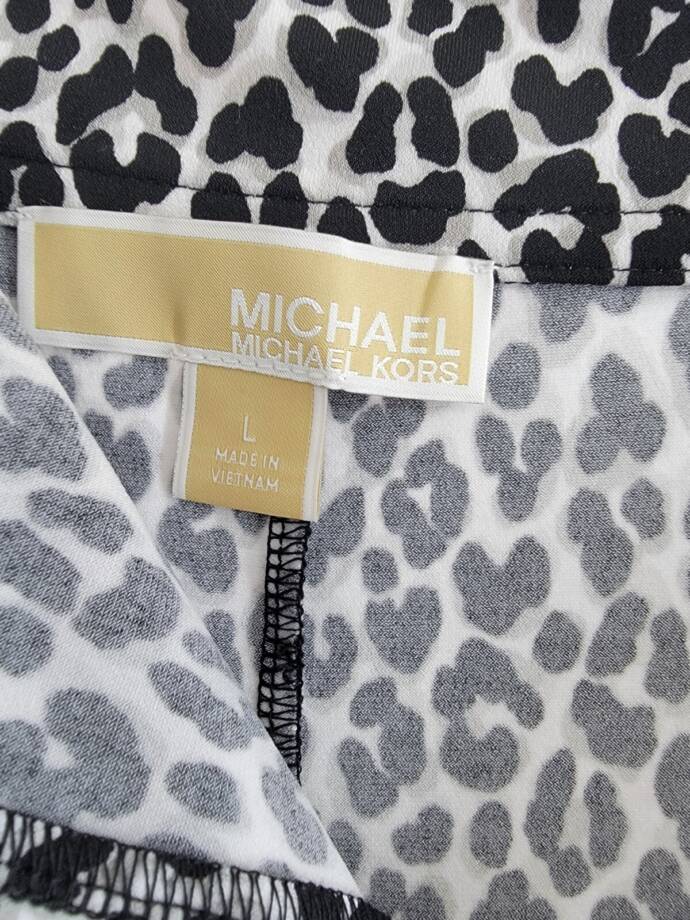 MICHAEL Michael Kors Animal-Print Utility Slit-Front Skirt Women's L Aluminum