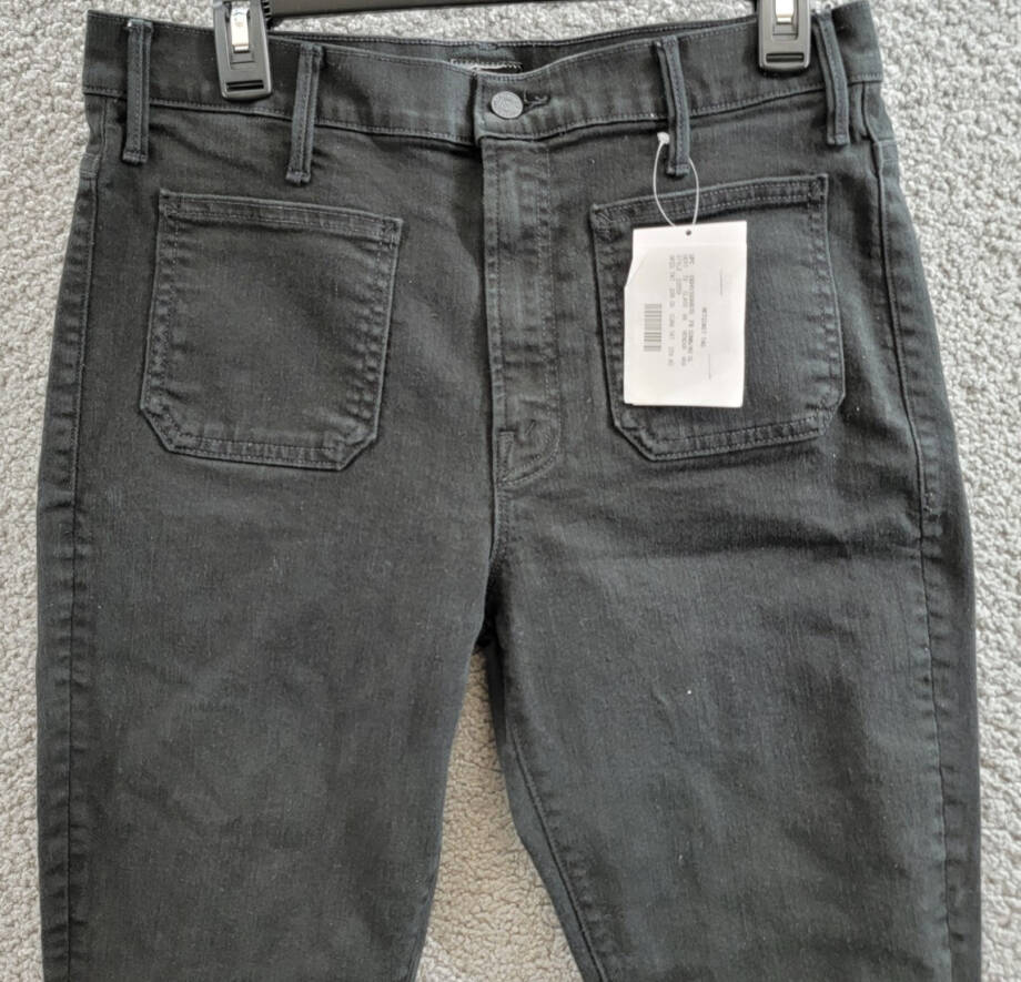 MOTHER The Patch Pocket Insider High Rise Jeans Women's 33 Pitch Button Closure~