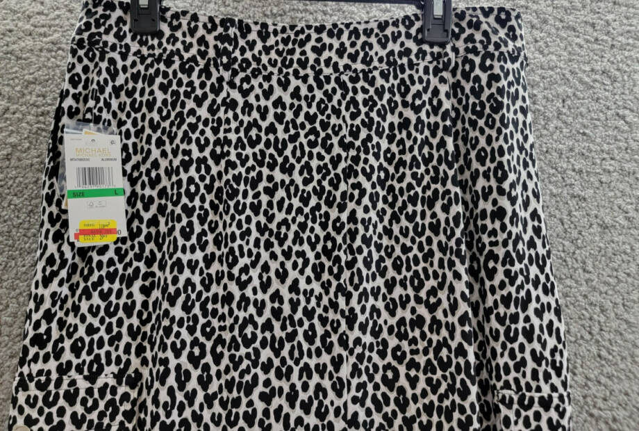 MICHAEL Michael Kors Animal-Print Utility Slit-Front Skirt Women's L Aluminum