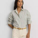 Lauren Ralph Lauren Striped Button Up Shirt Women's S Blue/White Long Sleeve