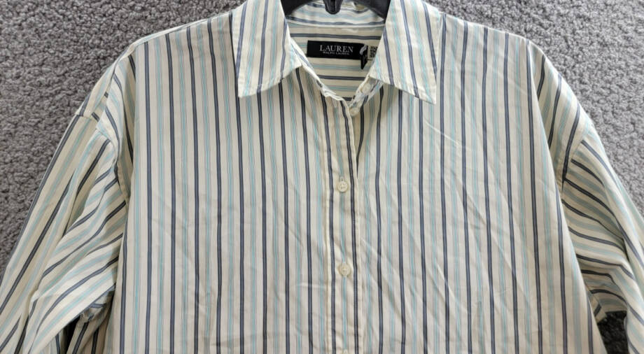 Lauren Ralph Lauren Striped Button Up Shirt Women's S Blue/White Long Sleeve