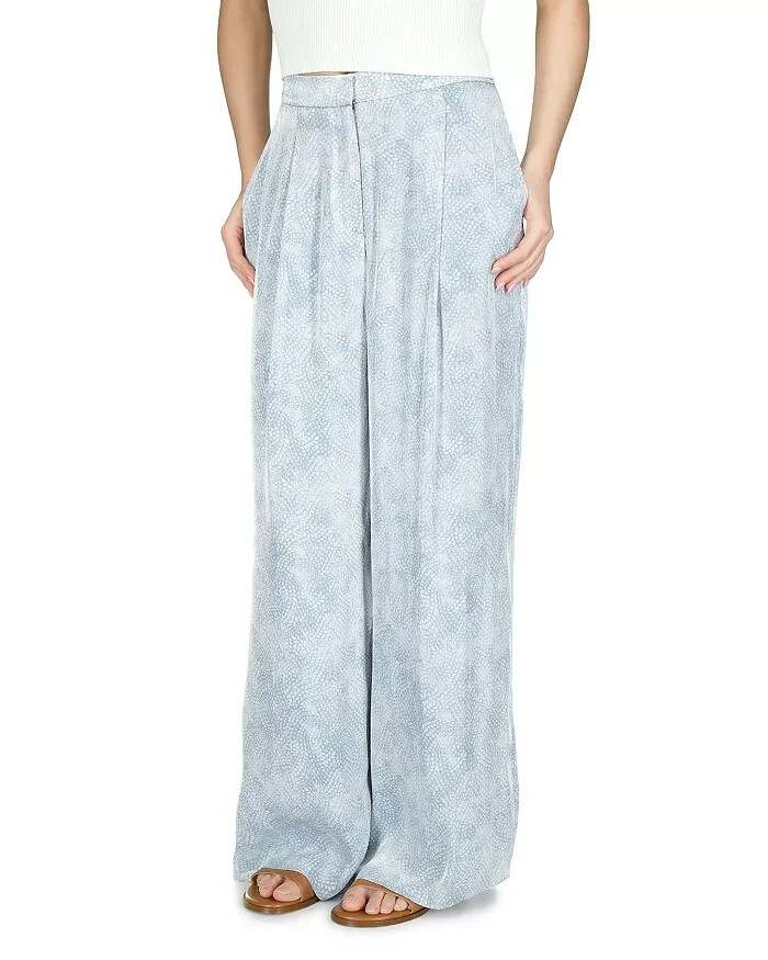 MICHAEL Michael Kors Petal Wide Leg Pants Women's L Chambray Zip Hook & Bar