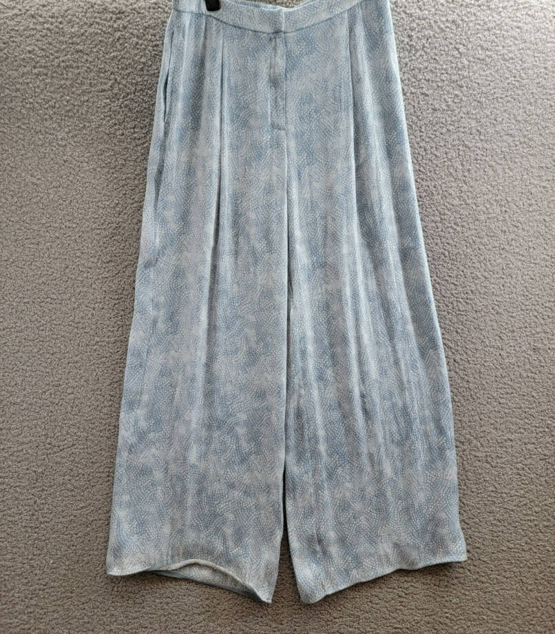 MICHAEL Michael Kors Petal Wide Leg Pants Women's L Chambray Zip Hook & Bar