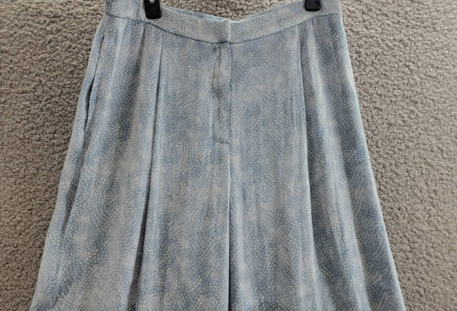 MICHAEL Michael Kors Petal Wide Leg Pants Women's L Chambray Zip Hook & Bar