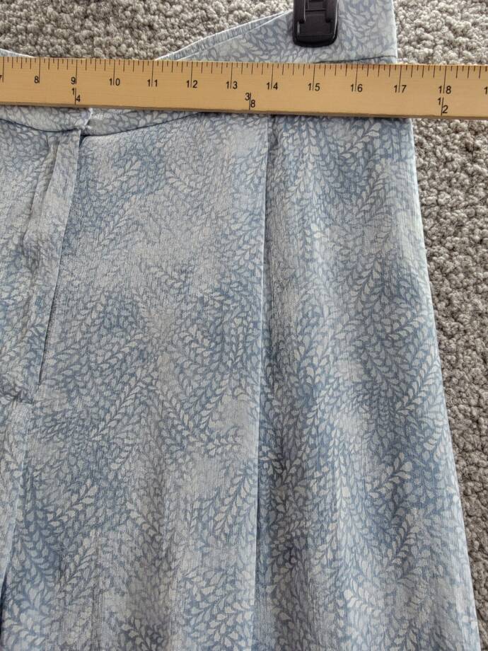 MICHAEL Michael Kors Petal Wide Leg Pants Women's L Chambray Zip Hook & Bar