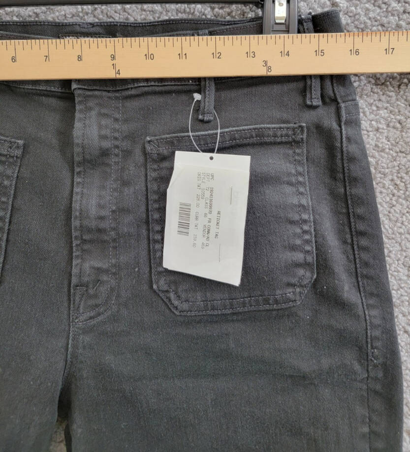 MOTHER The Patch Pocket Insider High Rise Jeans Women's 33 Pitch Button Closure~