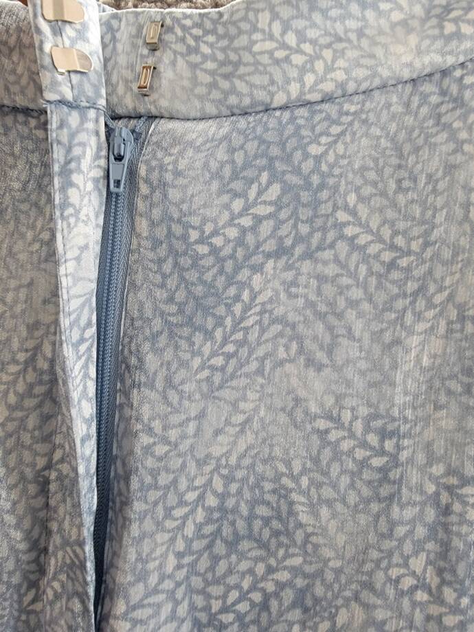 MICHAEL Michael Kors Petal Wide Leg Pants Women's L Chambray Zip Hook & Bar
