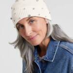 Charter Club Cashmere Embellished Cuffed Beanie Women's One Size Vanilla Ice